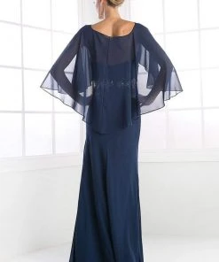 Cinderella Divine - C289 Pleated Embellished Long Sheath Dress