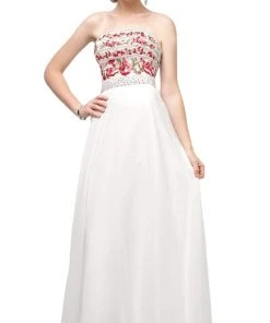 Cinderella Divine - CA311 Strapless Beaded Chiffon A-line Dress