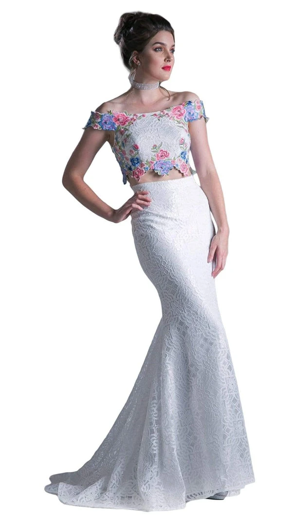 Cinderella Divine - CA314 Two Piece Floral Embroidered Mermaid Dress 3 Cinderella Divine - CA314 Two Piece Floral Embroidered Mermaid Dress