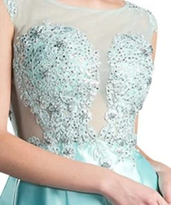 Cinderella Divine - 8984A Cap Sleeve Appliqued Plunging Illusion Gown Formal Gowns 16 Cinderella Divine - 8984A Cap Sleeve Appliqued Plunging Illusion Gown Formal Gowns