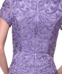 Cinderella Divine - Cap Sleeve Soutache Embellished Long Sheath Formal Dress Formal Gowns 12 Cinderella Divine - Cap Sleeve Soutache Embellished Long Sheath Formal Dress Formal Gowns