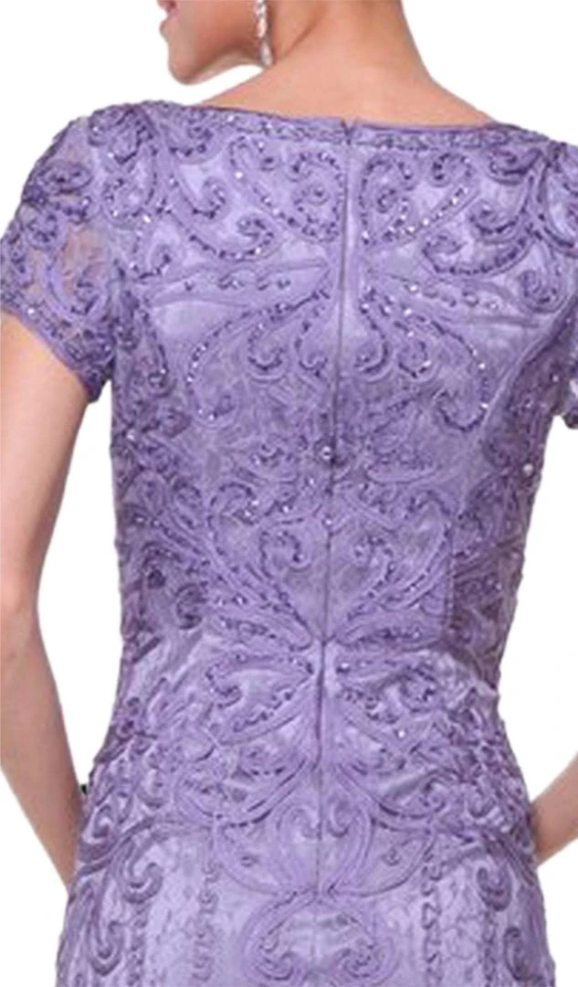 Cinderella Divine - Cap Sleeve Soutache Embellished Long Sheath Formal Dress Formal Gowns 6 Cinderella Divine - Cap Sleeve Soutache Embellished Long Sheath Formal Dress Formal Gowns