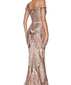 Cinderella Divine - CB0039 Sparkly Sequin Off-Shoulder Evening Gown Formal Gowns