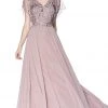 Cinderella Divine - CD0135 Lace V-neck Chiffon A-line Dress