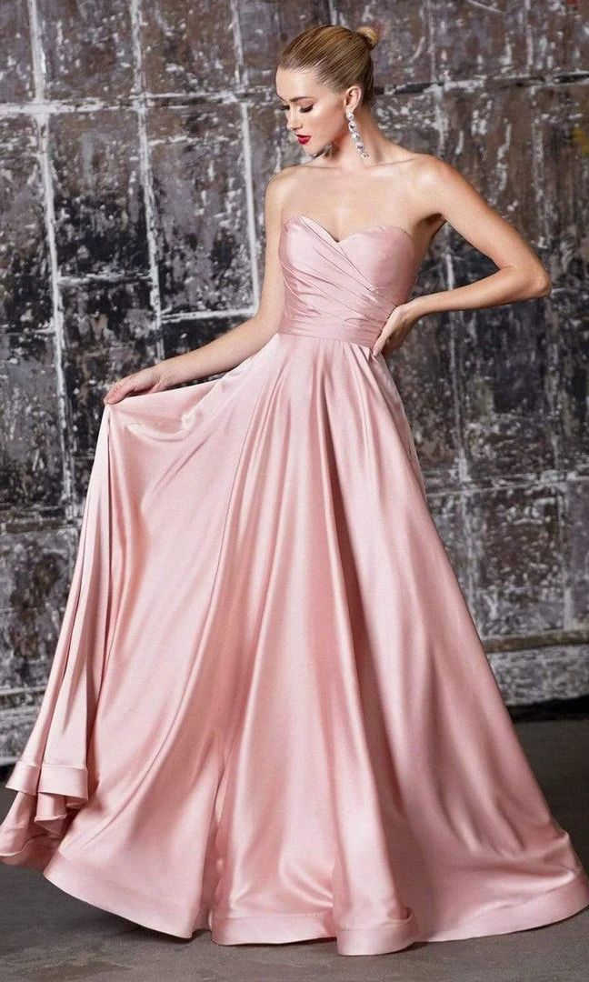 Formal Gowns Cinderella Divine - CD0165 Strapless Sweetheart Bodice A-line Satin Gown - 1 Pc Navy In Size 4 Available 3 Formal Gowns Cinderella Divine - CD0165 Strapless Sweetheart Bodice A-line Satin Gown - 1 Pc Navy In Size 4 Available