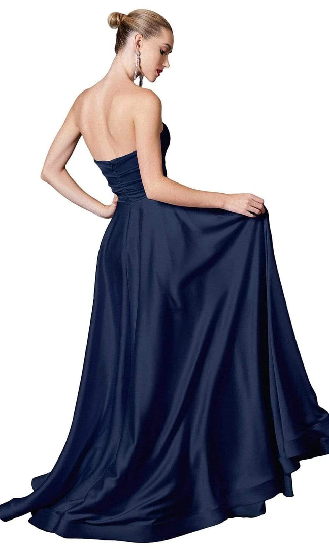 Formal Gowns Cinderella Divine - CD0165 Strapless Sweetheart Bodice A-line Satin Gown - 1 Pc Navy In Size 4 Available 4 Formal Gowns Cinderella Divine - CD0165 Strapless Sweetheart Bodice A-line Satin Gown - 1 Pc Navy In Size 4 Available