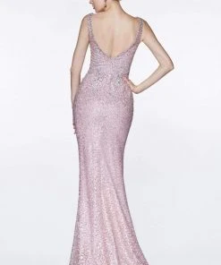 Cinderella Divine - CE0017 Beaded Lace Deep V-neck Trumpet Dress 5 Cinderella Divine - CE0017 Beaded Lace Deep V-neck Trumpet Dress