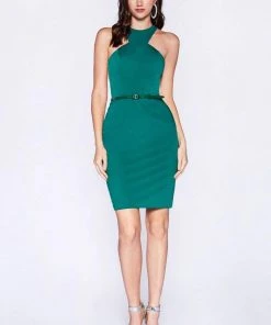Cocktail Dresses Cinderella Divine - CF076S Sleeveless Halter Neck Cocktail Dress