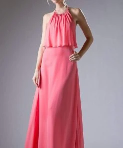 Formal Gowns Cinderella Divine - CF130 Flounce Halter Style Chiffon A Line Dress 12 Formal Gowns Cinderella Divine - CF130 Flounce Halter Style Chiffon A Line Dress