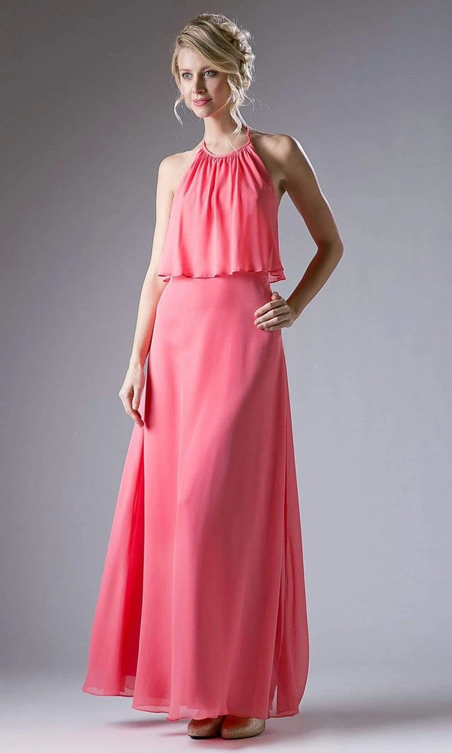 Formal Gowns Cinderella Divine - CF130 Flounce Halter Style Chiffon A Line Dress 6 Formal Gowns Cinderella Divine - CF130 Flounce Halter Style Chiffon A Line Dress