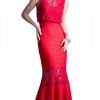 Cinderella Divine - CF138 Lace Bateau Mermaid Evening Gown Formal Gowns