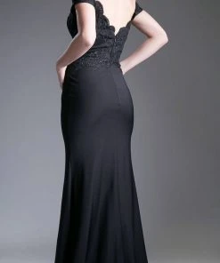Cinderella Divine - CF158 Off Shoulder Stretch Crepe Satin Gown