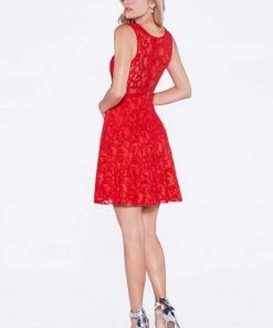 Cinderella Divine - CF175 Jewel Neck Illusion Paneled A-Line Dress Cocktail Dresses