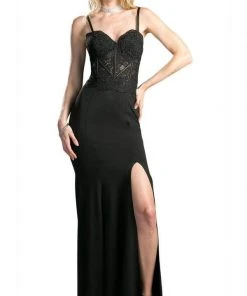 Formal Gowns Cinderella Divine - CF266 Lace Applique Sleeveless Bodice Jersey Evening Dress 9 Formal Gowns Cinderella Divine - CF266 Lace Applique Sleeveless Bodice Jersey Evening Dress