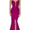 Cinderella Divine - CF329 Plunging Bodice Front Slit Mermaid Gown Formal Gowns