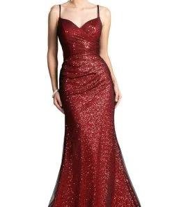 Cinderella Divine - CH570 Sequined Fitted Sweetheart Evening Dress Formal Gowns