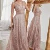 Formal Gowns Cinderella Divine - CJ256 V-Neck Glitter Print A-Line Prom Gown 1 Formal Gowns Cinderella Divine - CJ256 V-Neck Glitter Print A-Line Prom Gown