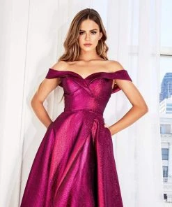 Cinderella Divine - CJ268 Glitter Off-Shoulder Ballgown With Pockets Formal Gowns 19 Cinderella Divine - CJ268 Glitter Off-Shoulder Ballgown With Pockets Formal Gowns