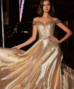 Cinderella Divine - CJ268 Glitter Off-Shoulder Ballgown With Pockets Formal Gowns 15 Cinderella Divine - CJ268 Glitter Off-Shoulder Ballgown With Pockets Formal Gowns