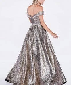 Cinderella Divine - CJ268 Glitter Off-Shoulder Ballgown With Pockets Formal Gowns 22 Cinderella Divine - CJ268 Glitter Off-Shoulder Ballgown With Pockets Formal Gowns