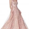 Cinderella Divine - CJ271 Glitter Print V-neck Ballgown 2 Cinderella Divine - CJ271 Glitter Print V-neck Ballgown