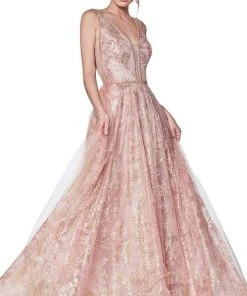 Cinderella Divine - CJ271 Glitter Print V-neck Ballgown