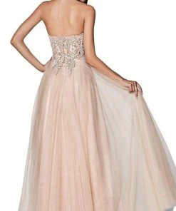 Formal Gowns Cinderella Divine - CJ502 Strapless Illusion Corset Boned A-Line Gown 8 Formal Gowns Cinderella Divine - CJ502 Strapless Illusion Corset Boned A-Line Gown