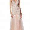 Cinderella Divine - CJ503 Lace Appliqued Trumpet Evening Dress Formal Gowns