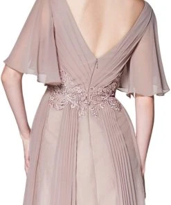 Formal Gowns Cinderella Divine - CJ514 Flutter Sleeves Chiffon Long Gown