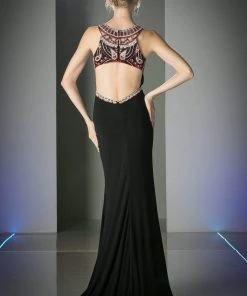 Formal Gowns Cinderella Divine - CK58 Beaded Halter Neck Sheath Dress