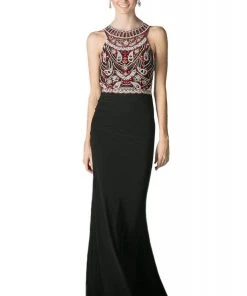 Formal Gowns Cinderella Divine - CK58 Beaded Halter Neck Sheath Dress