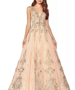 Cinderella Divine - CK801 Embroidered Long Ballgown Formal Gowns