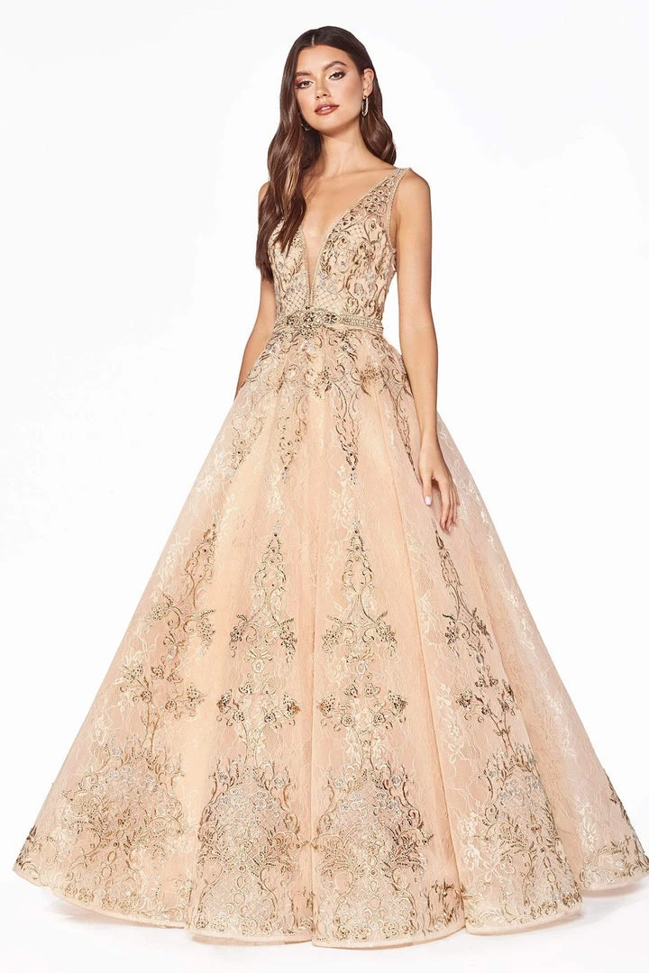 Cinderella Divine - CK801 Embroidered Long Ballgown Formal Gowns 5 Cinderella Divine - CK801 Embroidered Long Ballgown Formal Gowns