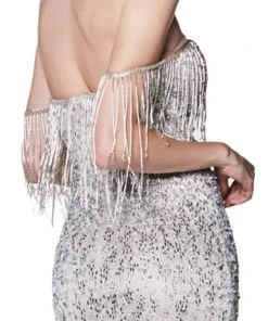 Cinderella Divine - CK809 Jewel Fringed Illusion Halter Long Gown Formal Gowns 9 Cinderella Divine - CK809 Jewel Fringed Illusion Halter Long Gown Formal Gowns