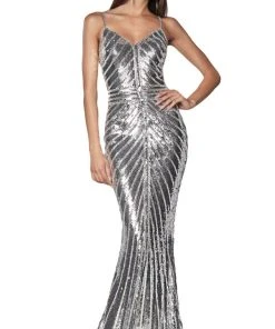 Cinderella Divine - CK848 Bedazzled V-neck Mermaid Dress Formal Gowns 9 Cinderella Divine - CK848 Bedazzled V-neck Mermaid Dress Formal Gowns