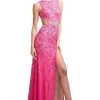Cinderella Divine - CP807 Lace Jewel Neck Sheath Dress Formal Gowns 2 Cinderella Divine - CP807 Lace Jewel Neck Sheath Dress Formal Gowns