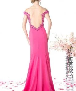 Cinderella Divine - CR735 Beaded Illusion Neck Trumpet Dress Formal Gowns
