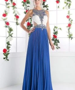Cinderella Divine - CR742 Jewel-Ornate Pleated A-Line Gown 8 Cinderella Divine - CR742 Jewel-Ornate Pleated A-Line Gown