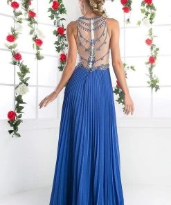 Cinderella Divine - CR742 Jewel-Ornate Pleated A-Line Gown 9 Cinderella Divine - CR742 Jewel-Ornate Pleated A-Line Gown