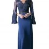 Formal Gowns Cinderella Divine - CR771 Embellished Scalloped V-neck Sheath Dress 2 Formal Gowns Cinderella Divine - CR771 Embellished Scalloped V-neck Sheath Dress
