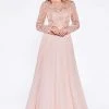 Cinderella Divine - CR780 Long Sleeve Beaded Embroidered Chiffon Dress Formal Gowns