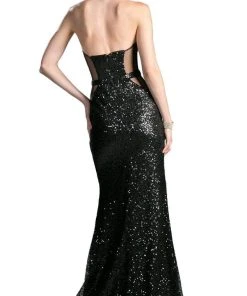Cinderella Divine - CR803 Strapless Illusion Sequined Evening Gown Formal Gowns 11 Cinderella Divine - CR803 Strapless Illusion Sequined Evening Gown Formal Gowns
