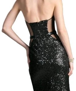 Cinderella Divine - CR803 Strapless Illusion Sequined Evening Gown Formal Gowns 12 Cinderella Divine - CR803 Strapless Illusion Sequined Evening Gown Formal Gowns