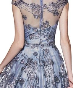 Cinderella Divine - CR830 Glitter Floral Illusion Scoop Ballgown