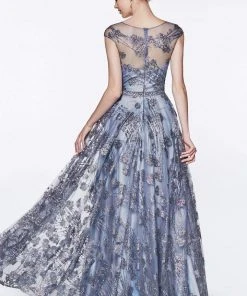 Cinderella Divine - CR830 Glitter Floral Illusion Scoop Ballgown