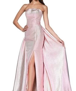 Formal Gowns Cinderella Divine - CR834 Strappy Strapless Dress With Slit