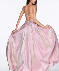 Formal Gowns Cinderella Divine - CR834 Strappy Strapless Dress With Slit