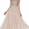 Cinderella Divine - CR835 Beaded Sleeveless Top Metallic Organza Gown Formal Gowns 2 Cinderella Divine - CR835 Beaded Sleeveless Top Metallic Organza Gown Formal Gowns