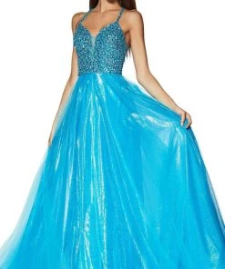 Cinderella Divine - CR835 Beaded Sleeveless Top Metallic Organza Gown Formal Gowns 7 Cinderella Divine - CR835 Beaded Sleeveless Top Metallic Organza Gown Formal Gowns