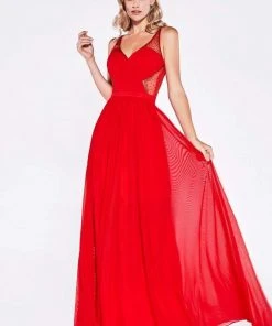 Cinderella Divine - Crisscrossed Ornate Illusion Panel Gown